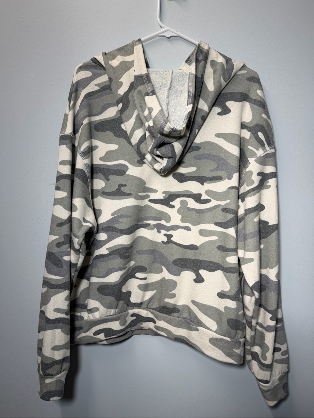 Fantastic Fawn Green Gray & White Camo Quarter Zip With Hood - Picture 2 of 6